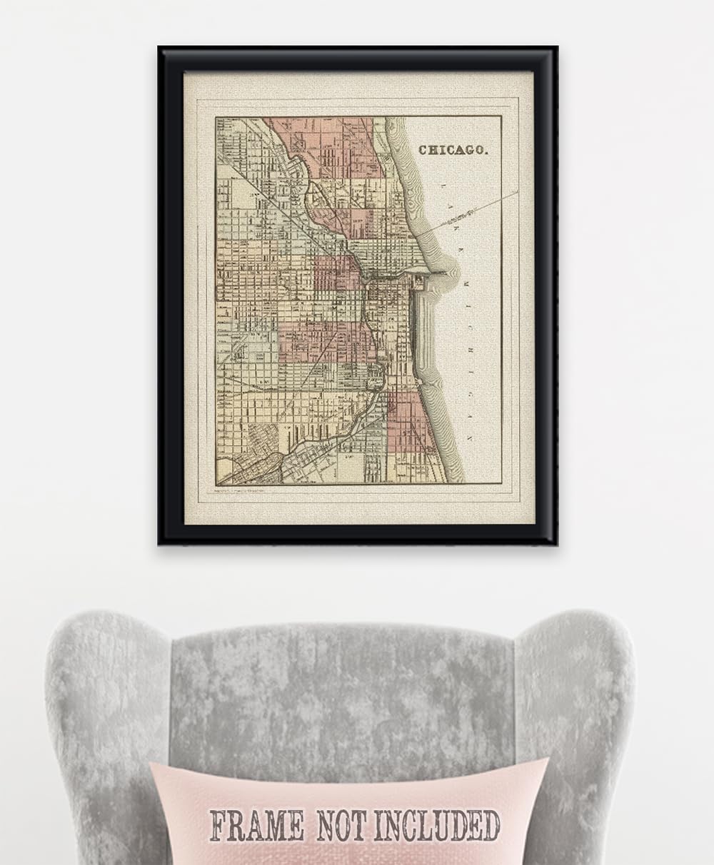 Amazon.com: 1890 Mitchell Map of Chicago – Vintage 28x36 Unframed